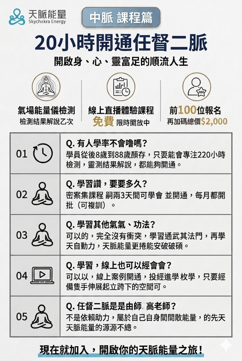 全球獨家！20小時開通任督二脈，身心全面轉變❤️